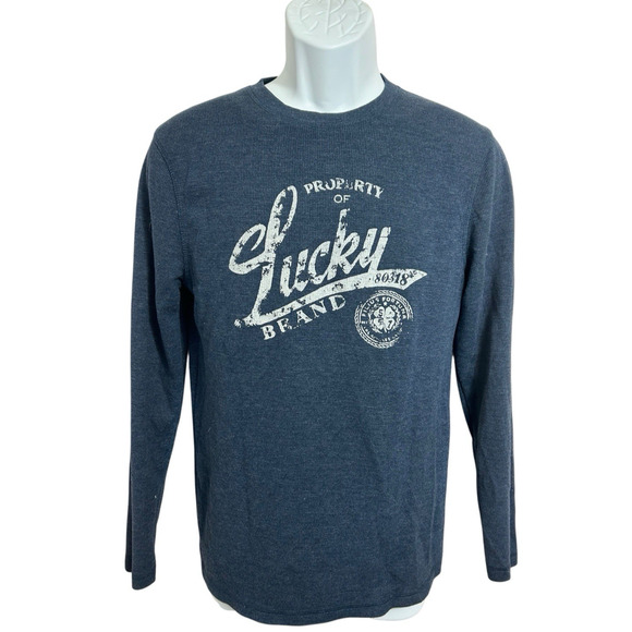 Men's Lucky Brand Shirt Sz Small Blue Long-Sleeve Thermal Sweater Top Casual - Picture 7 of 7